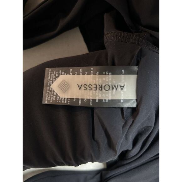 Amoressa Tankini Swim Top Sheer Front Panel Circle Detail Size Medium Black - Picture 13 of 16
